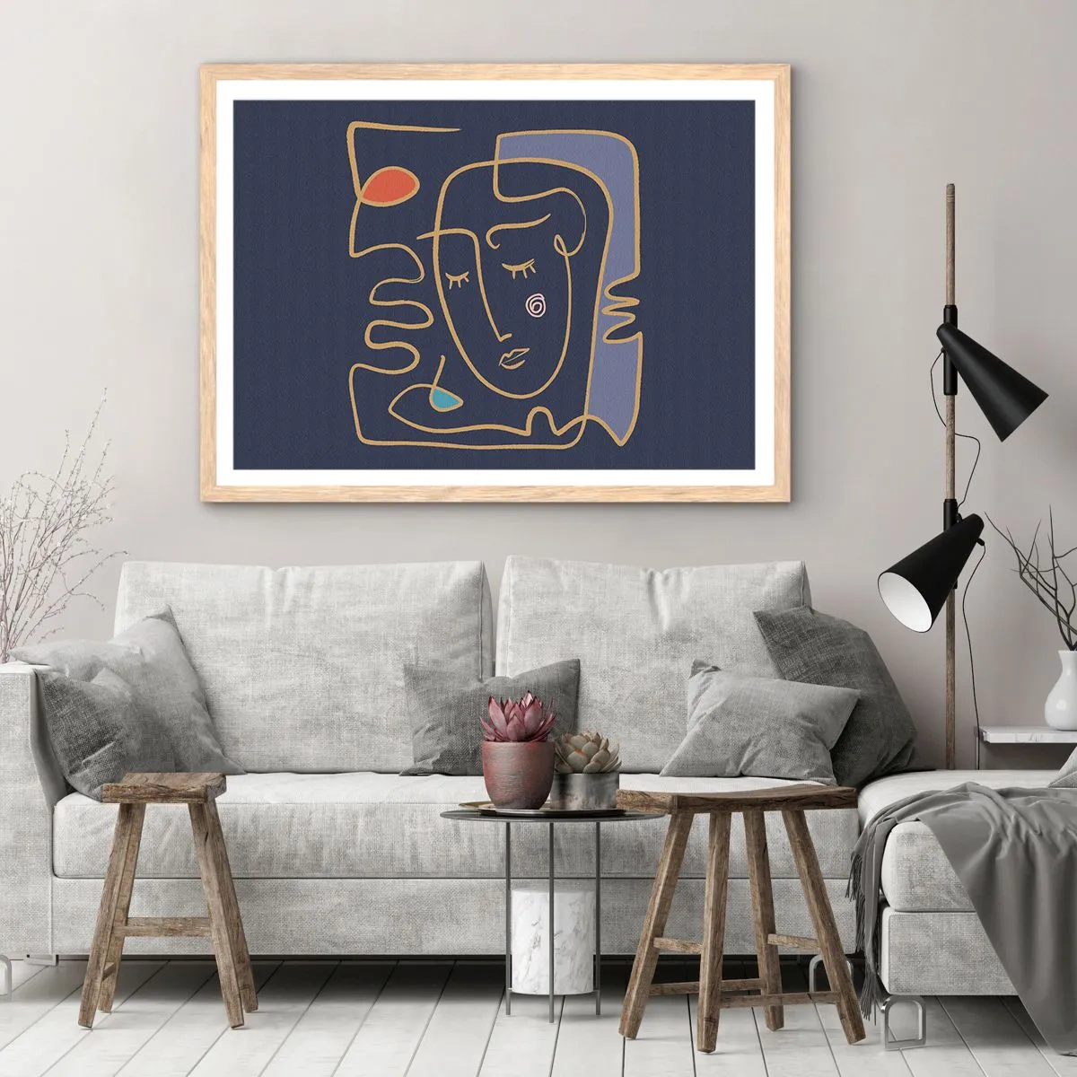 Plakat w ramie jasny dąb - W zamyśleniu - 100x70 cm