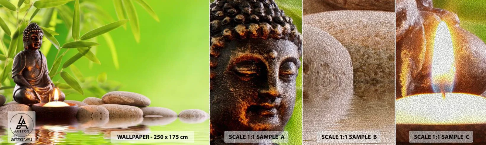 Fototapeta Próbka Premium Sand - Życie jest piękne - Budda, Bambus, Spa - 100x30 cm