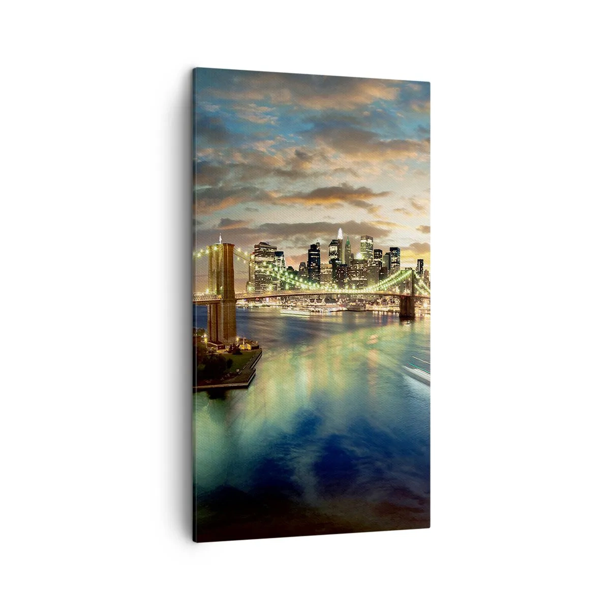 Obraz na płótnie - Rozświetlony wieczór nad Manhatanem - 45x80 cm