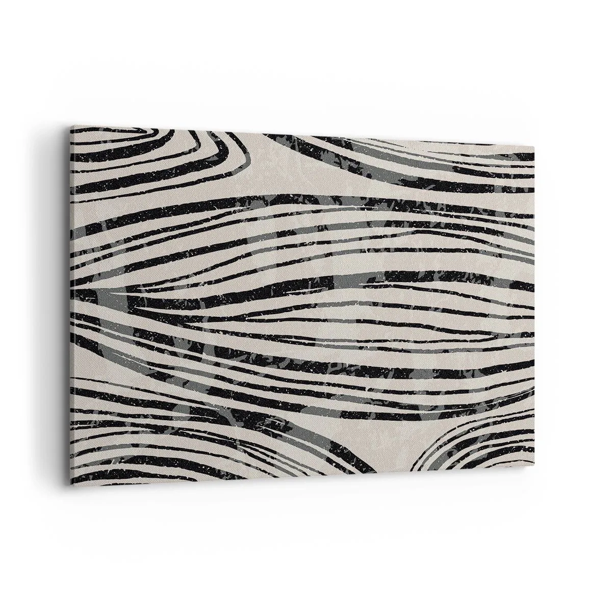 Obraz na płótnie - Abstrakcyjne fale w czarno-białych odcieniach - 100x70cm - Rozlewisko linii - Nowoczesna dekoracja ścienna do salonu, kuchni i sypialni ARTTOR