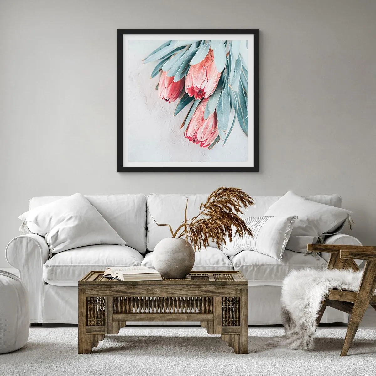 Plakat w czarnej ramie - Zawstydzone własną urodą - 50x50 cm