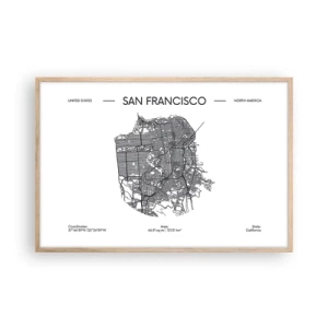 Plakat w ramie jasny dąb - Anatomia San Francisco - 91x61 cm