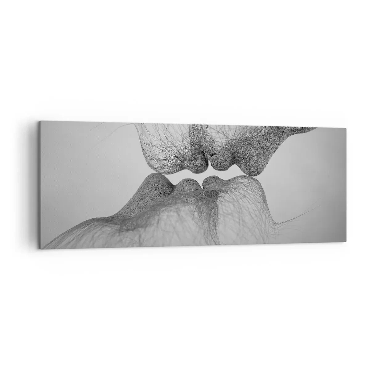 Obraz na płótnie - Abstrakcyjny pocałunek przedstawiony w eterycznej formie - 140x50cm - Pocałunek wiatru - Nowoczesna dekoracja ścienna do salonu i sypialni ARTTOR