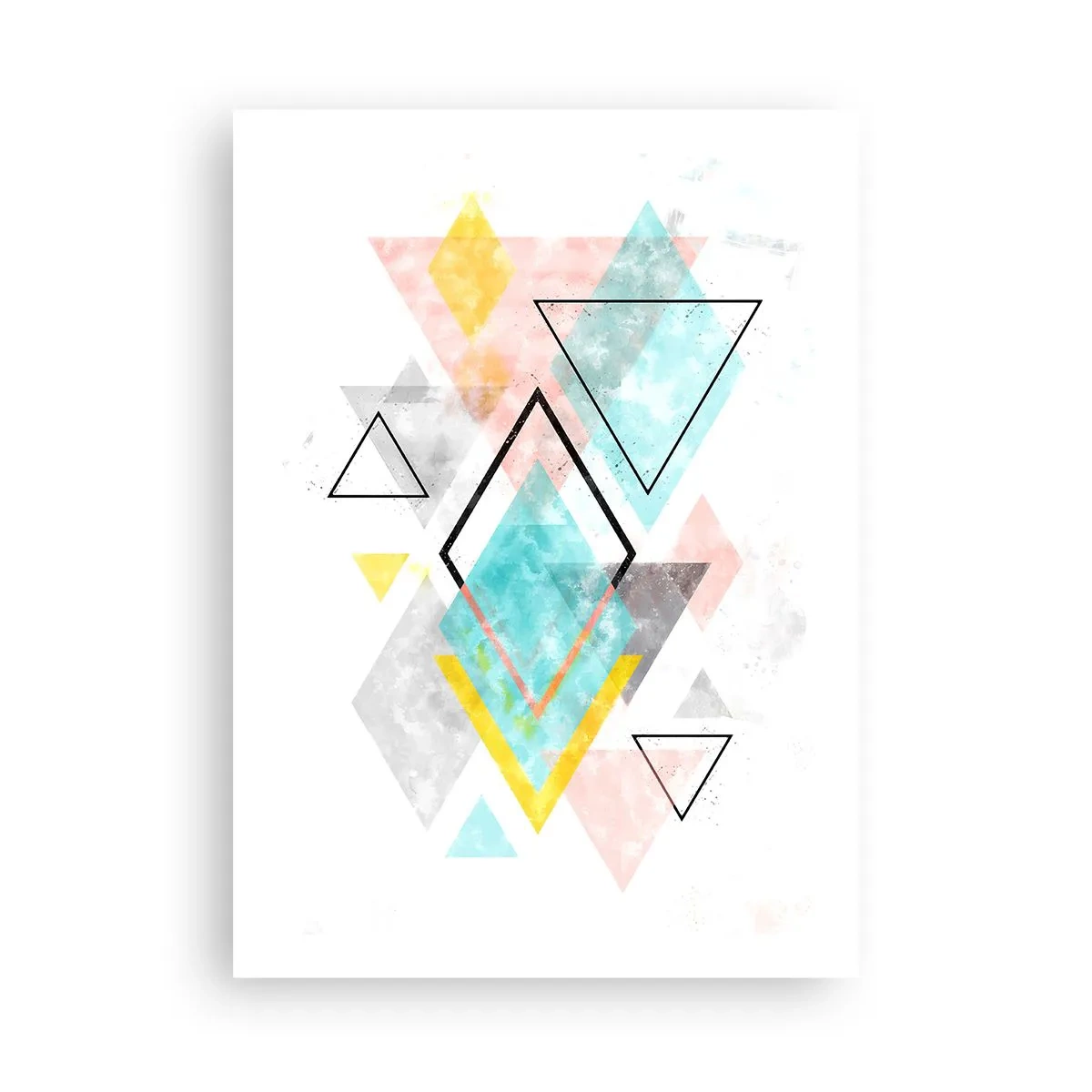 Plakat - Kolorowa kompozycja geometrycznych kształtów na białym tle - 50x70cm - Igraszka geometryczna - Nowoczesna dekoracja ścienna do salonu, kuchni i sypialni ARTTOR