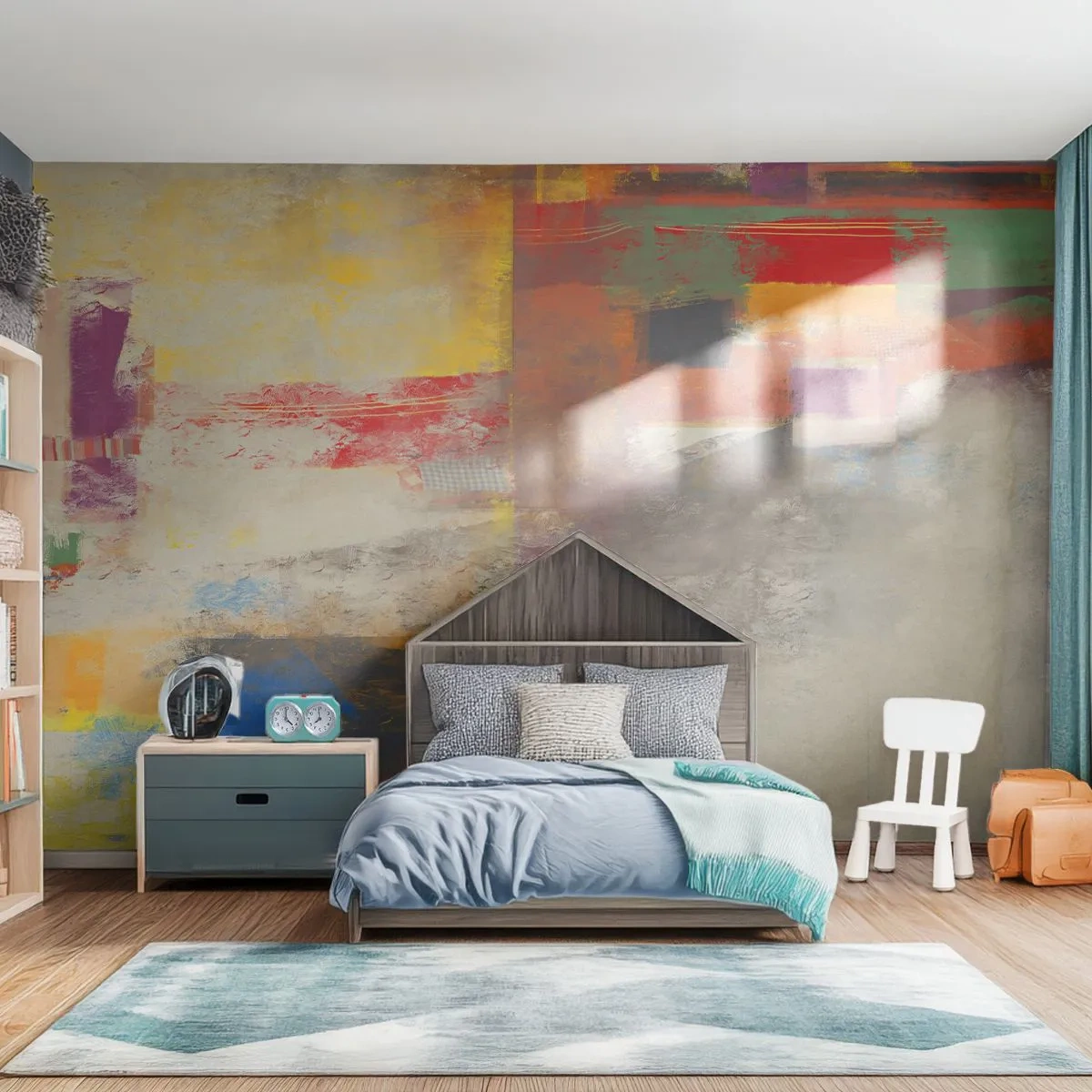 Fototapeta Premium Canvas - Geometria barw - Abstrakcja, Sztuka, Malarstwo - 200x140 cm