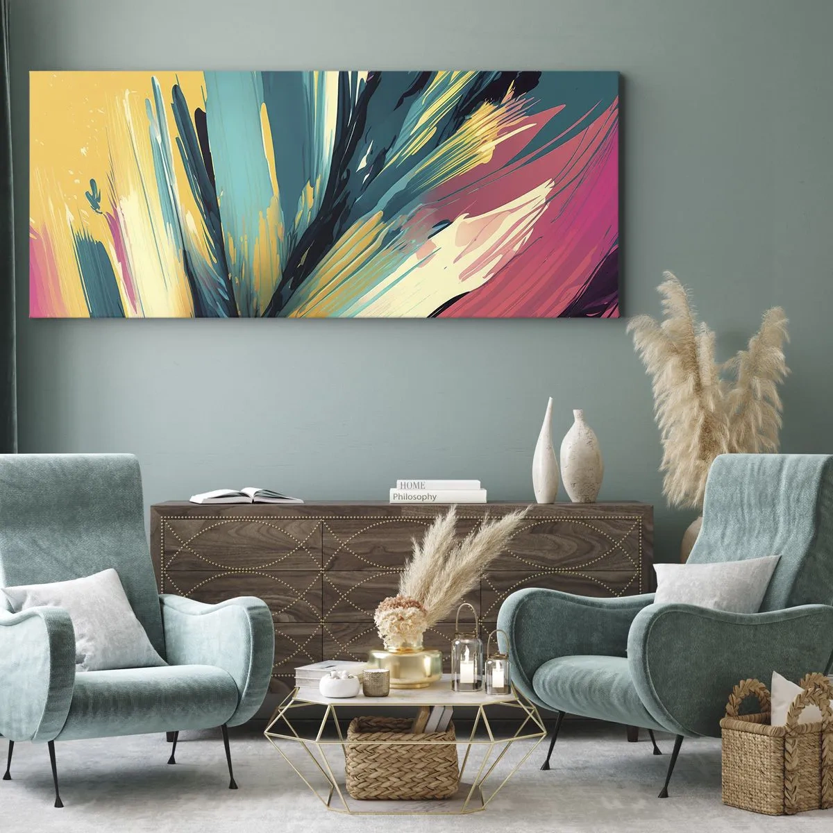 Obraz na płótnie - Kompozycja – eksplozja radości - 100x40 cm