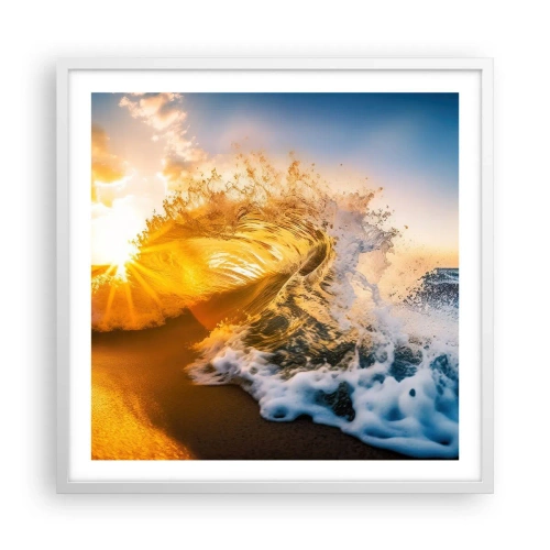 Plakat w białej ramie - Zabawa na piasku - 60x60 cm