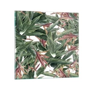 Obraz na szkle - Szmaragdowo-liliowy gąszcz - 70x70 cm