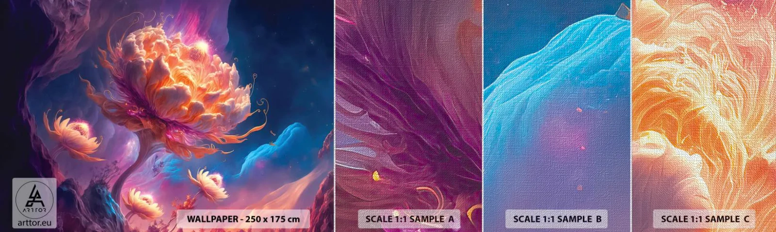 Fototapeta Próbka Premium Canvas - Inny świat - Fantastyczny, Kraina, Kwiaty - 100x30 cm