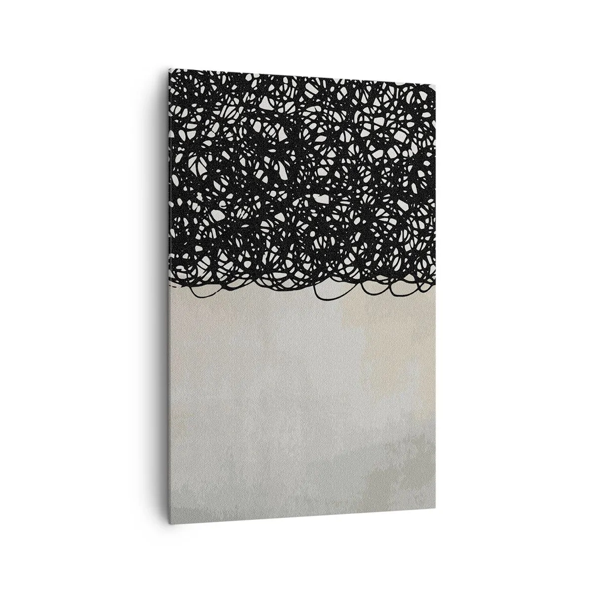 Obraz na płótnie - Czarne abstrakcyjne linie na jasnym tle w stylu nowoczesnym - 80x120cm - Abstrakcja skłębiona - Nowoczesna dekoracja ścienna do salonu i sypialni ARTTOR