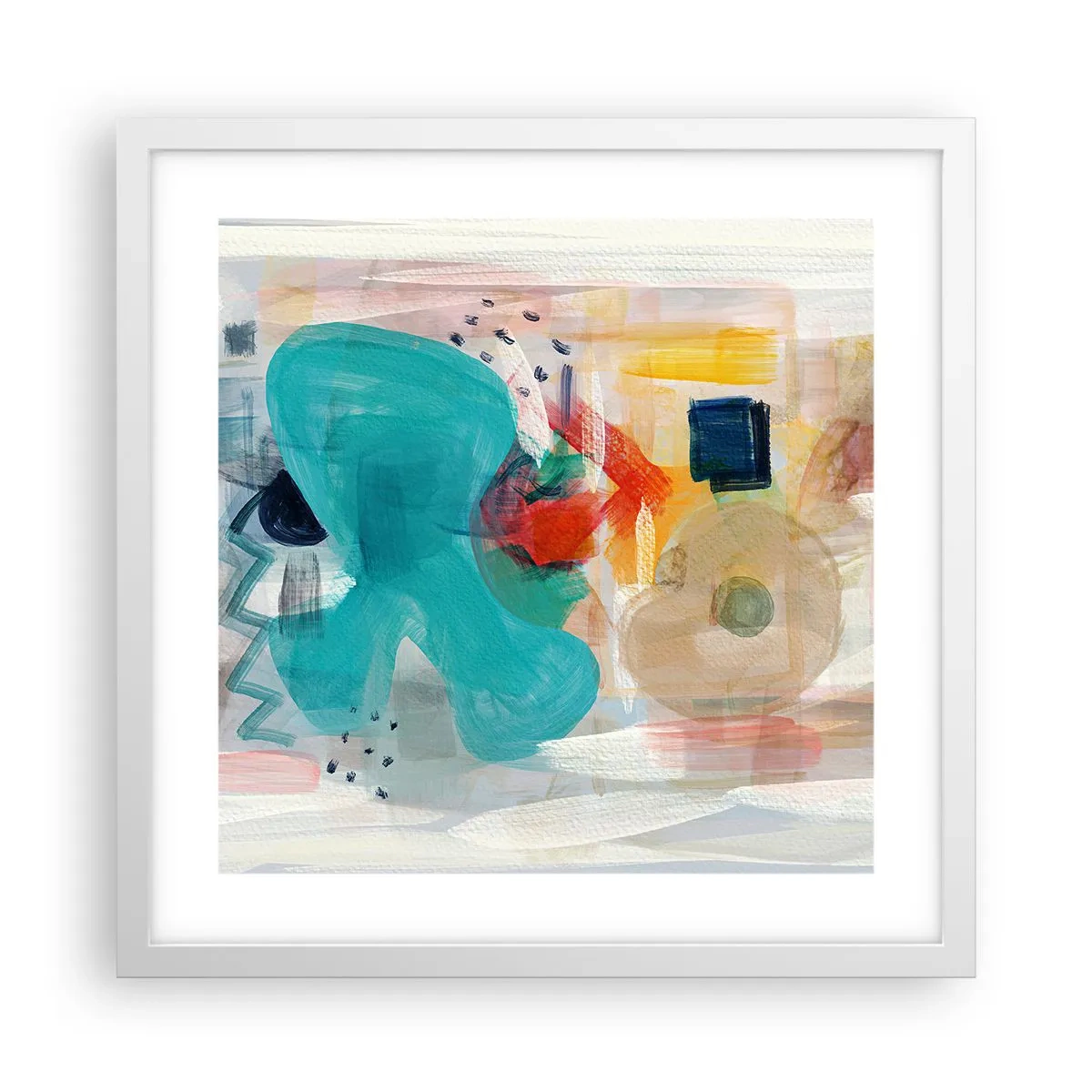 Plakat w białej ramie - Kolorowa gra - 40x40 cm