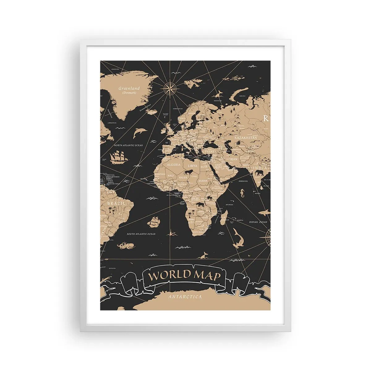 Plakat w białej ramie - Granice mojego świata - 50x70 cm