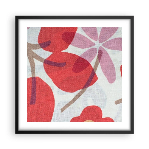 Plakat w czarnej ramie - Kompozycja kwiatowa w różu - 50x50 cm