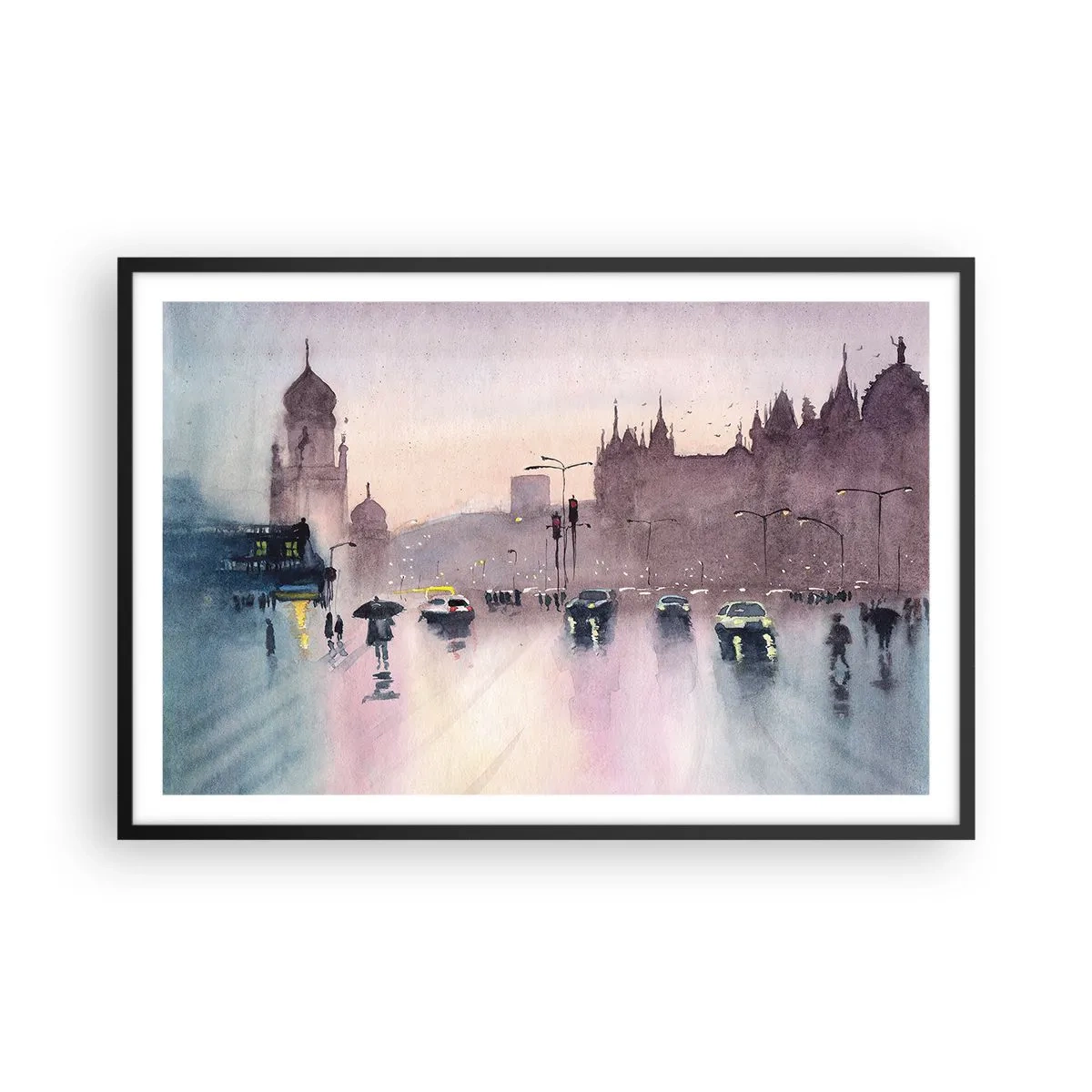 Plakat w czarnej ramie - W deszczowej mgiełce - 91x61 cm