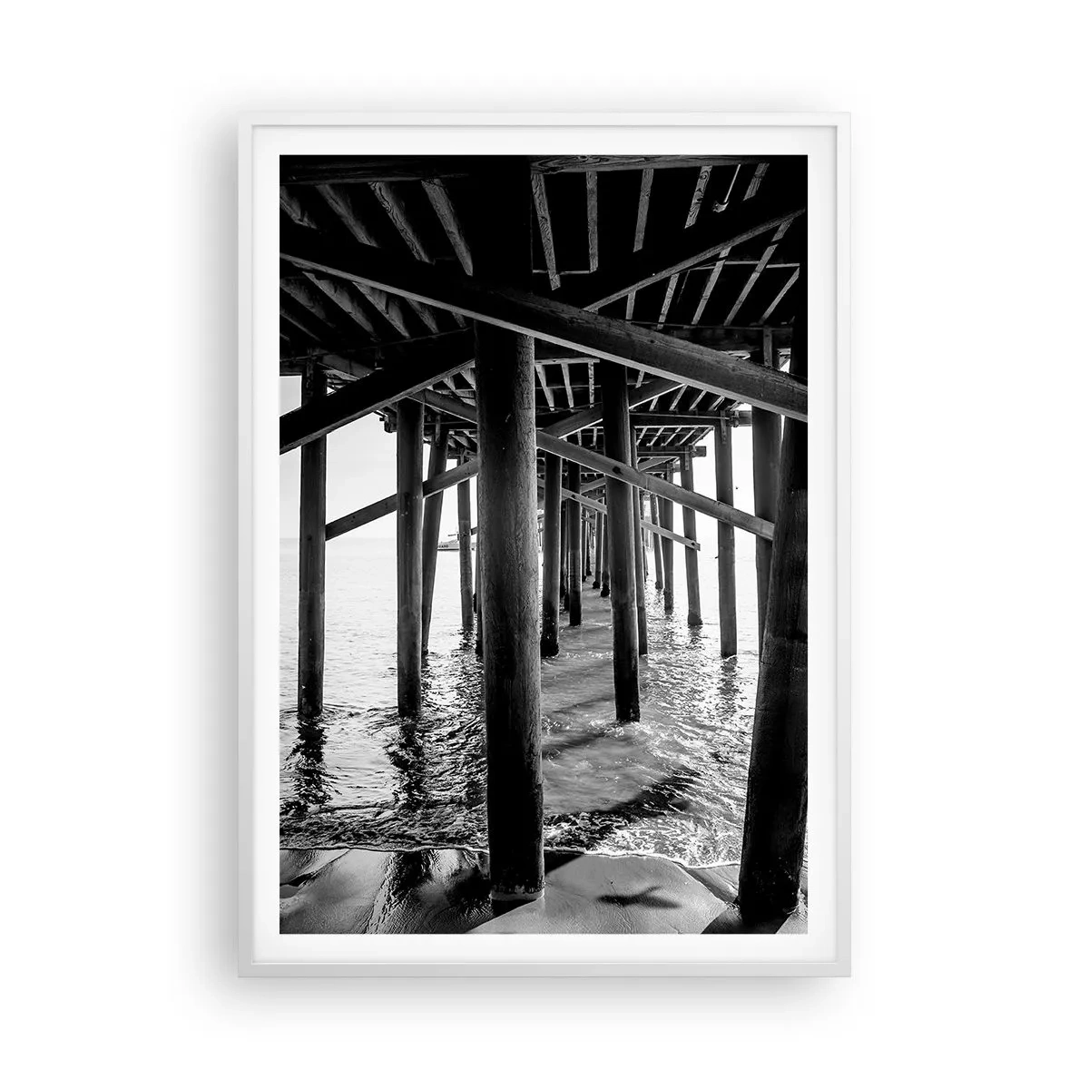 Plakat w białej ramie - Plażowa kryjówka - 70x100 cm