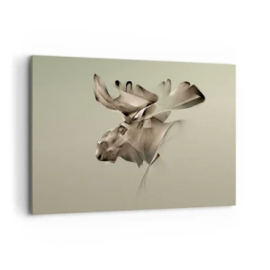 Obraz na płótnie - Abstrakcyjny wizerunek łosia na minimalistycznym tle - 100x70cm - Łagodna siła spokoju - Nowoczesna dekoracja ścienna do salonu, kuchni i sypialni ARTTOR