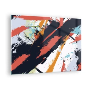Obraz na szkle - Abstrakcyjne pociągnięcia pędzla w intensywnych barwach - 70x50cm - Kompozycja dynamiczna - Nowoczesna dekoracja ścienna do salonu i sypialni ARTTOR
