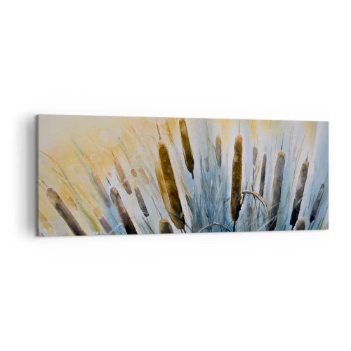 Obraz na płótnie - Malownicze trzciny w promieniach słońca - 140x50cm - Chłód wody, słońca żar - Nowoczesna dekoracja ścienna do salonu i sypialni ARTTOR