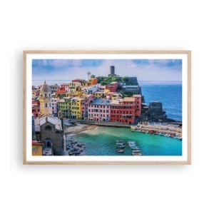 Plakat w ramie jasny dąb - Śródziemnomorskie magiczne miasteczko - 91x61 cm