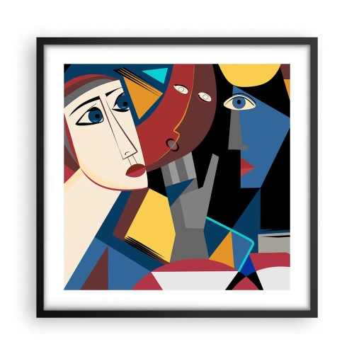 Plakat w czarnej ramie - Rozmowa kubistów - 50x50 cm