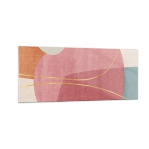 Obraz na szkle - Pastelowa kompozycja z nicią złota - 100x40 cm