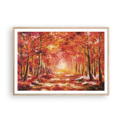 Plakat w ramie jasny dąb - Miedziany las - 100x70 cm