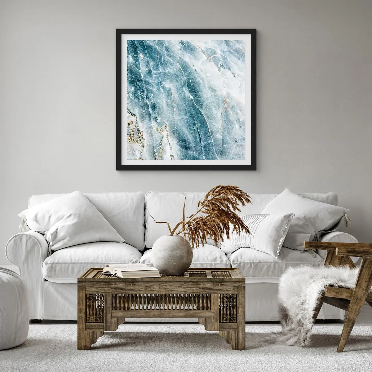 Plakat w czarnej ramie - Lodowy świat - 30x30 cm