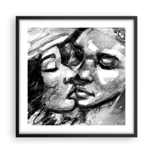 Plakat w czarnej ramie - Czuła chwila - 50x50 cm