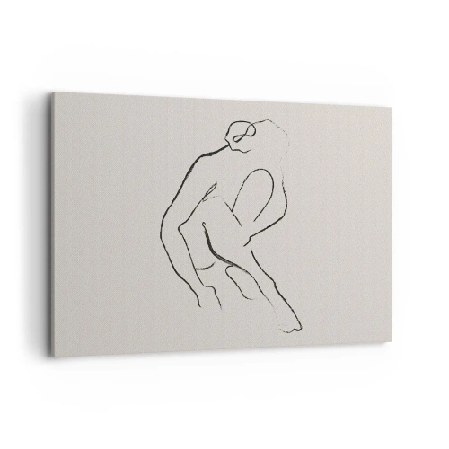 Obraz na płótnie - Minimalistyczna sylwetka w czerni na jasnym tle - 100x70cm - Szkic intymny - Nowoczesna dekoracja ścienna do salonu, kuchni i sypialni ARTTOR