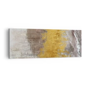 Obraz na płótnie - Złoty i beżowy abstrakcyjny wzór - 140x50cm - Złocisty podmuch - Nowoczesna dekoracja ścienna do salonu i sypialni ARTTOR