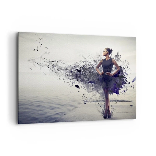 Obraz na płótnie - Kobieta w artystycznej kompozycji na tle wody - 100x70cm - Afrykańska Wenus - Nowoczesna dekoracja ścienna do salonu, kuchni i sypialni ARTTOR