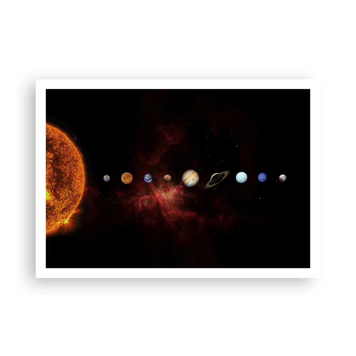 Plakat - Układ słoneczny z planetami na tle kosmosu - 100x70cm - Nasza okolica - Nowoczesna dekoracja ścienna do salonu i sypialni ARTTOR