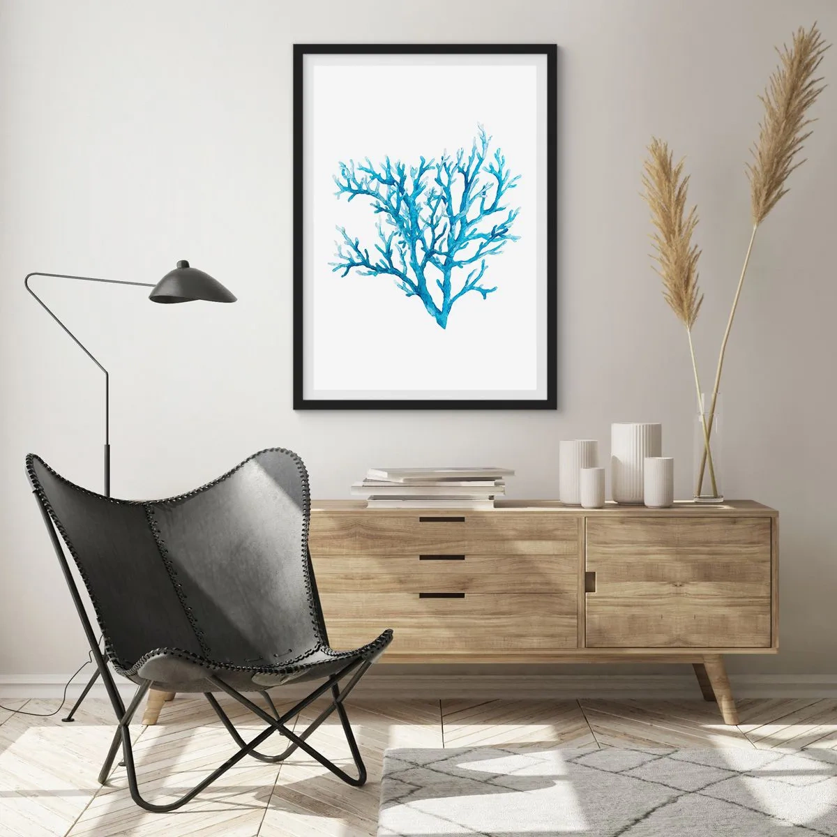 Plakat w czarnej ramie - Morski filigran - 30x40 cm