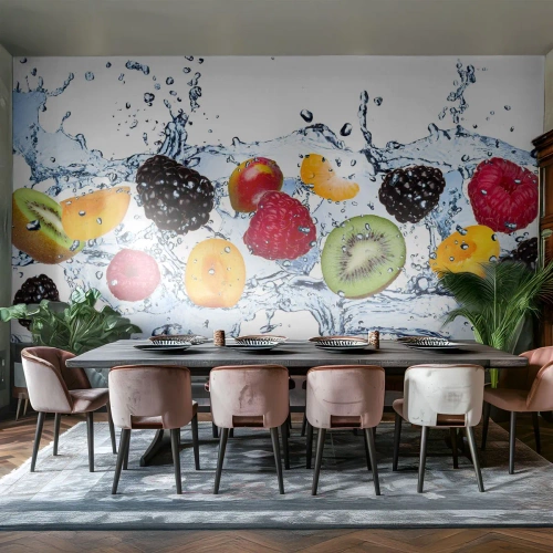 Fototapeta Premium Canvas - Baw się z nami - Owoce, Abstrakcja, 3D - 400x280 cm