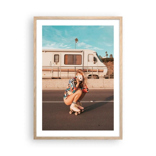 Plakat w ramie jasny dąb - Uśmiech, proszę! - 50x70 cm