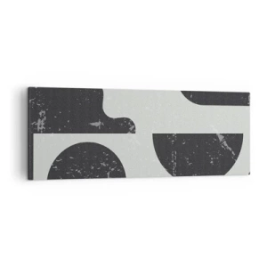 Obraz na płótnie - Geometryczne wzory w odcieniach czerni i szarości - 140x50cm - Kompozycja ponad i pod - Nowoczesna dekoracja ścienna do salonu i sypialni ARTTOR