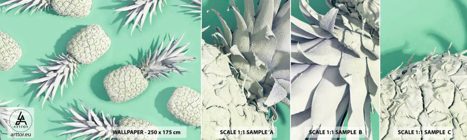 Fototapeta Próbka Samoprzylepna Deluxe Sticker - świetnie komponują się z miętą - Abstrakcja, Ananas, Sztuka - 100x30 cm