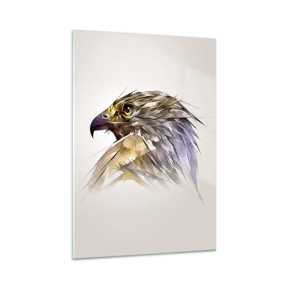 Obraz na szkle - Artystyczny portret orła w abstrakcyjnej formie - 50x70cm - Portret wojownika - Nowoczesna dekoracja ścienna do salonu, kuchni i sypialni ARTTOR