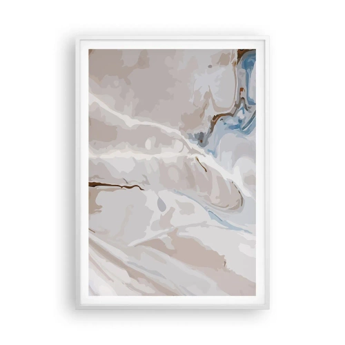 Plakat w białej ramie - Błękitne meandry pod bielą - 70x100 cm