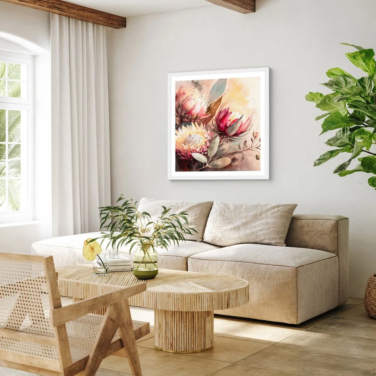 Plakat w białej ramie - Z profilu i en face - 50x50 cm