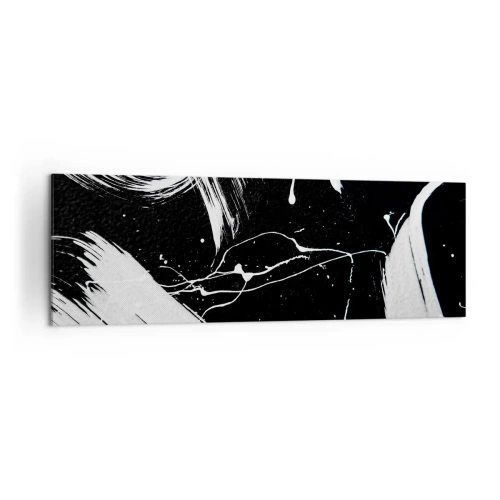 Obraz na płótnie - Abstrakcyjne białe pociągnięcia na czarnym tle - 160x50cm - Przełamać mrok - Nowoczesna dekoracja ścienna do salonu i sypialni ARTTOR