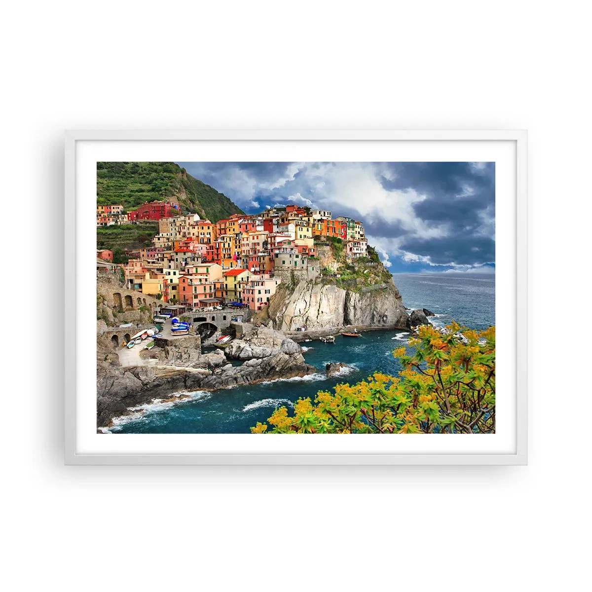 Plakat w białej ramie - Gromadka przytulona do skał - 70x50 cm