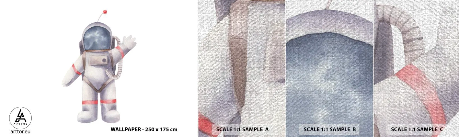 Fototapeta Próbka Premium Canvas - To na razie! - Astronauta, Dziecięcy, Minimalizm - 100x30 cm