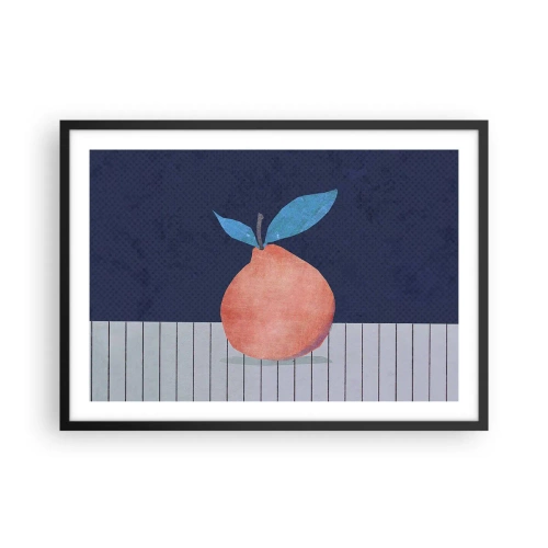 Plakat w czarnej ramie - Abstrakcyjny owoc na tle kontrastowych kolorów i prostych linii - 70x50cm - Wypukłość i płaszczyzna - Nowoczesna dekoracja ścienna do salonu i sypialni ARTTOR