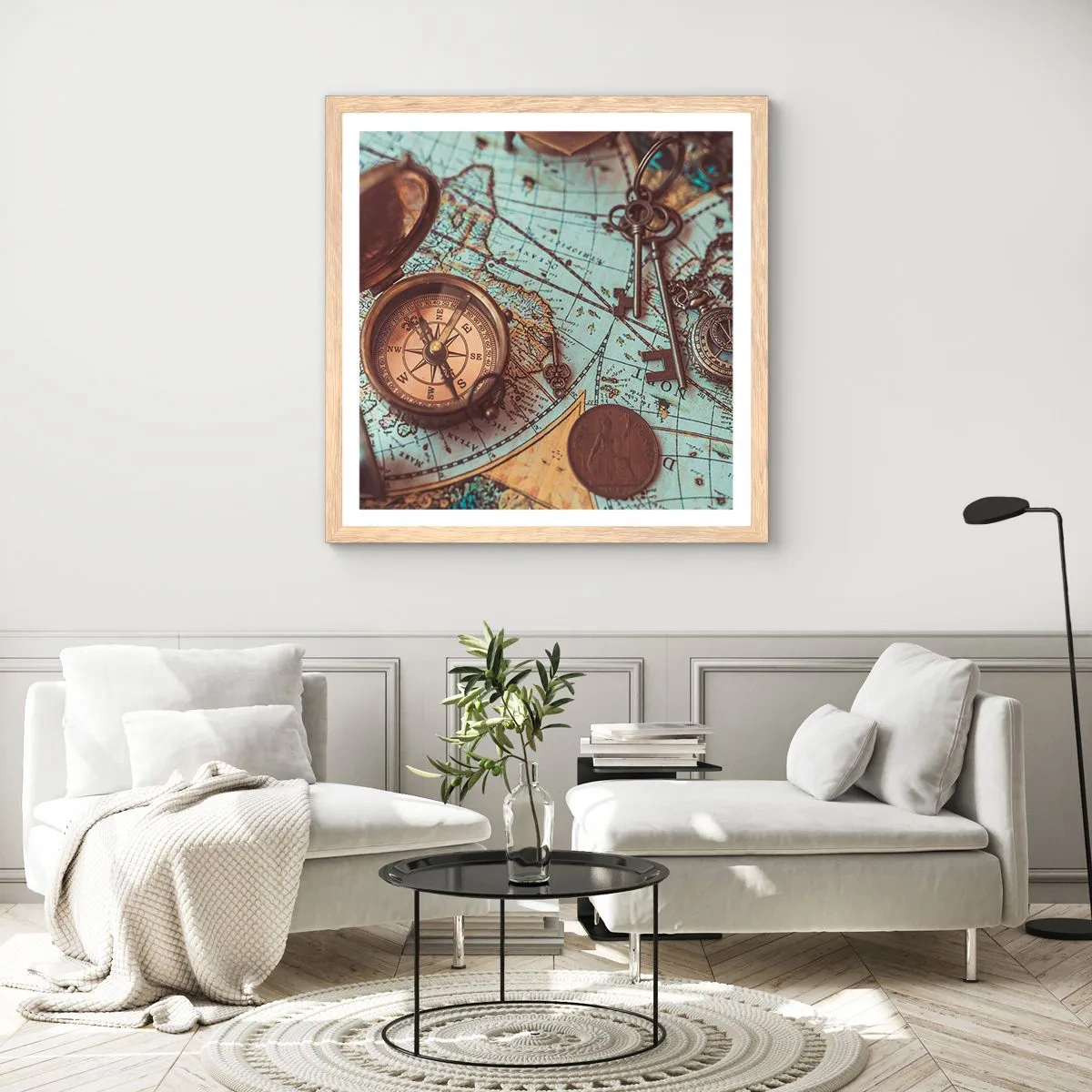 Plakat w ramie jasny dąb - Dla poszukiwacza przygód - 50x50 cm