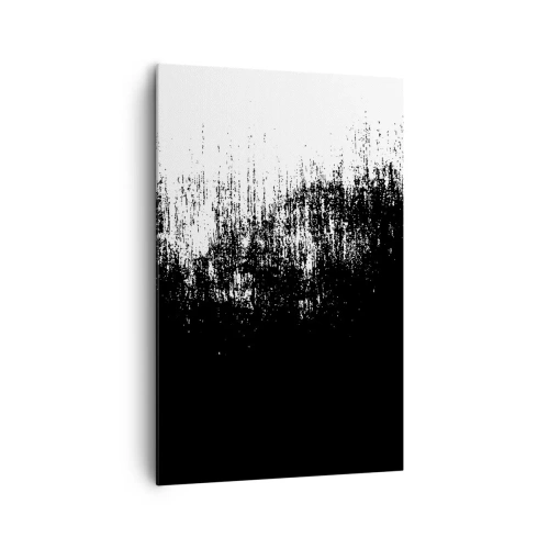 Obraz na płótnie - Minimalistyczna abstrakcja w czerni i bieli - 80x120cm - I zwycięzcą jest… - Nowoczesna dekoracja ścienna do salonu i sypialni ARTTOR