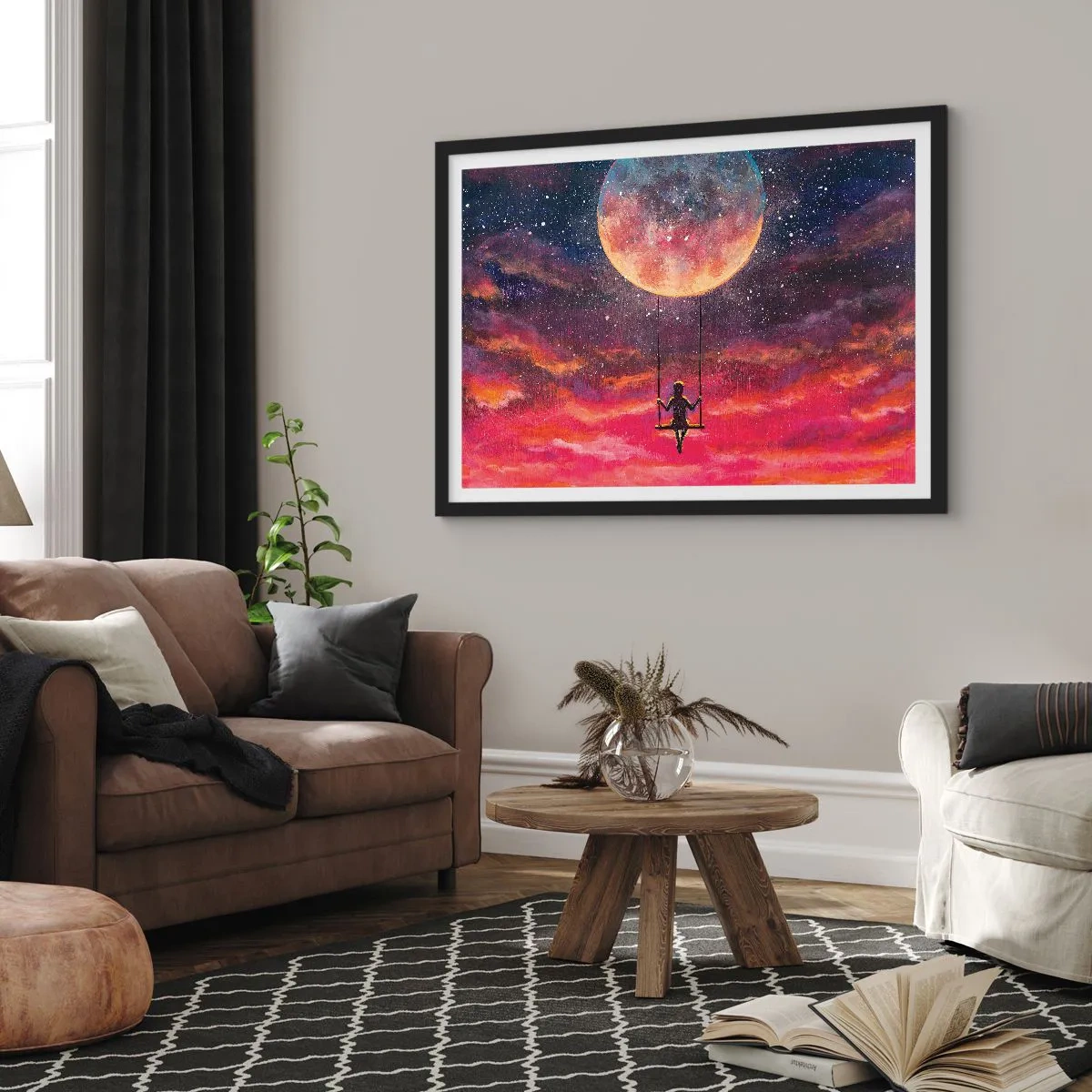 Plakat w czarnej ramie - Bujać w obłokach - 50x40 cm