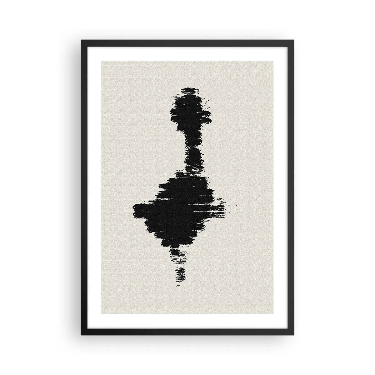Plakat w czarnej ramie - Minimalistyczna abstrakcja w czerni i bieli - 50x70cm - Drgania wyobraźni - Nowoczesna dekoracja ścienna do salonu i sypialni ARTTOR