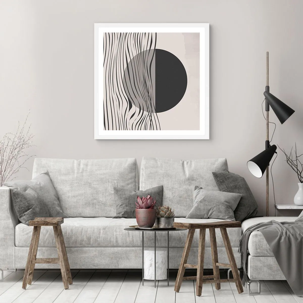 Plakat w białej ramie - Kompozycja połowiczna - 60x60 cm