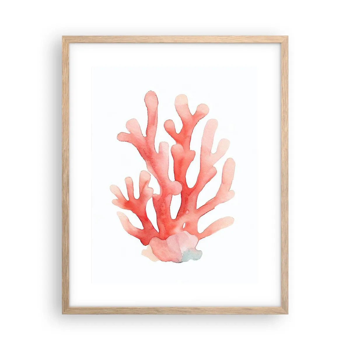 Plakat w ramie jasny dąb - Koral koloru koralowego - 40x50 cm